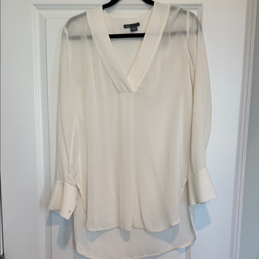 Vince Cream V-Neck Blouse - Picture 3 of 7
